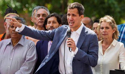 O oposicionista Juan Guaidó participa de uma concentração contra o Governo de Nicolás Maduro.