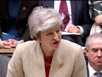 A primeira-ministra britânica, Theresa May, nesta sexta-feira no Parlamento