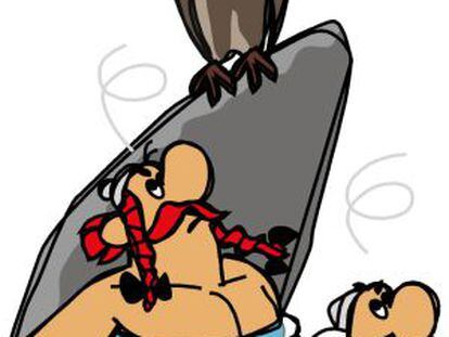 Obelix e Asterix, revistos pelo ilustrador Marcos Balfagón.