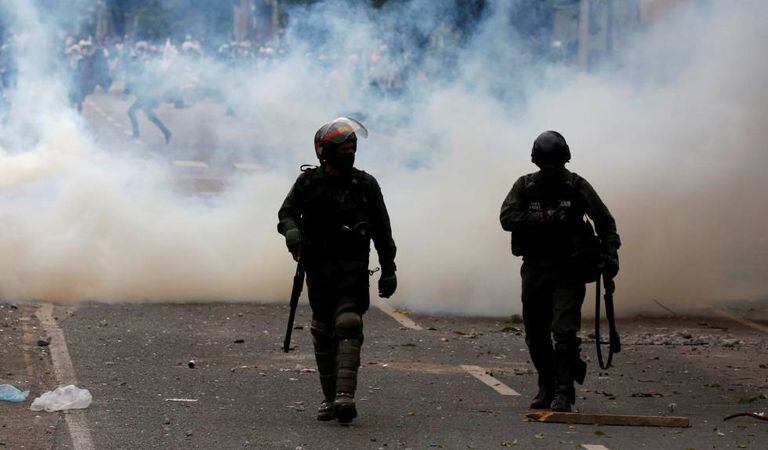 Protestos da oposição venezuelana, sábado em Caracas.