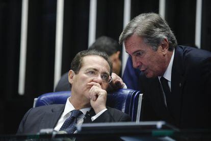 Renan Calheiros e Collor no Senado.