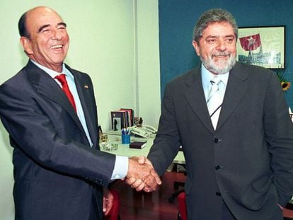 Emilio Bot&iacute;n e Luiz In&aacute;cio Lula da Silva em 2002.