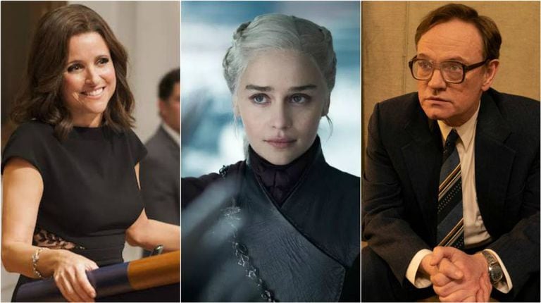 Julia Louis-Dreyfus ('Veep'), Emilia Clarke ('Game of Thrones') e Jared Harris (‘Chernobyl’).