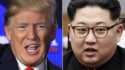 Donald Trump e Kim Jong-un em imagens de arquivo