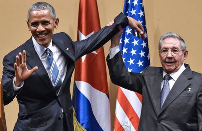 Obama e Raúl Castro em Havana em março de 2016.