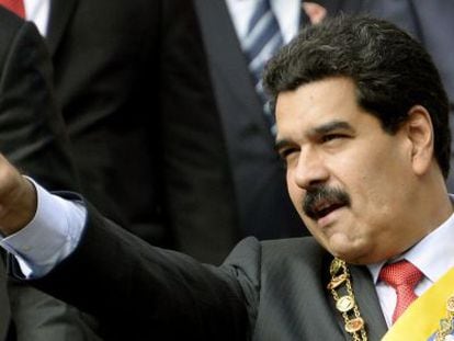 O presidente da Venezuela, Nicolás Maduro durante um ato nesta terça-feira.