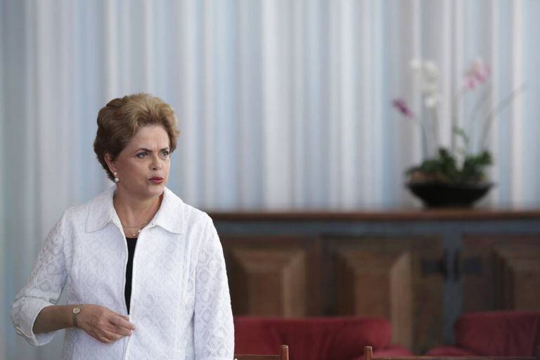A presidenta afastada Dilma Rousseff, em entrevista com veículos estrangeiros no Palácio do Alvorada, nesta sexta-feira.