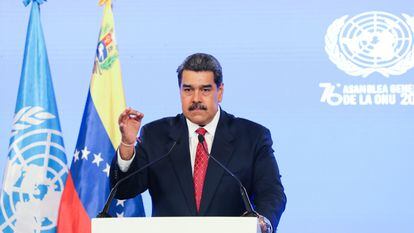 Nicolás Maduro em seu discurso virtual à Assembleia Geral das Nações Unidas, gravado em Caracas (Venezuela). Em vídeo, declarações do Presidente.