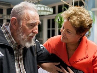 Dilma Rousseff e Fidel Castro ontem em Havana, Cuba.