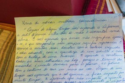 Uma das cartas escritas por Marielle para Mônica.