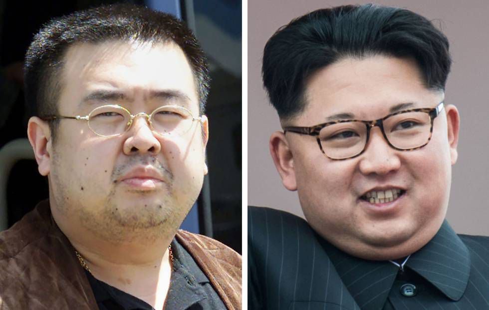 Fotos de Kim Jong-Nam e Kim Jong-Un.
