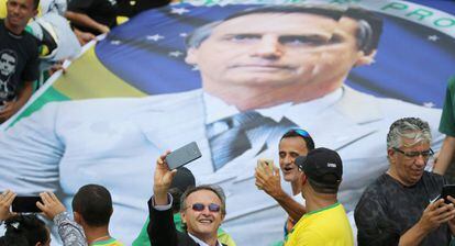 Apoiadores de Jair Bolsonaro durante o evento da posse, em Brasília.