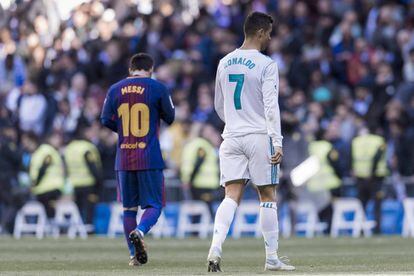 Messi e Cristiano Ronaldo, no clássico de dezembro passado no Bernabéu.