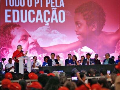 Lula discursa em evento em Bras&iacute;lia.