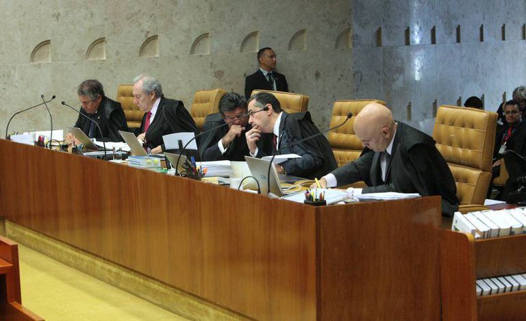 Ministros do STF durante sessão plenária desta quinta-feira.