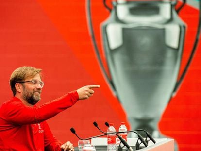 Klopp durante uma coletiva de imprensa antes da final da Champions.