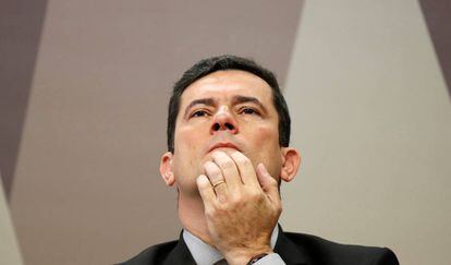 O ministro Sergio Moro em audiência no Senado nesta quarta.