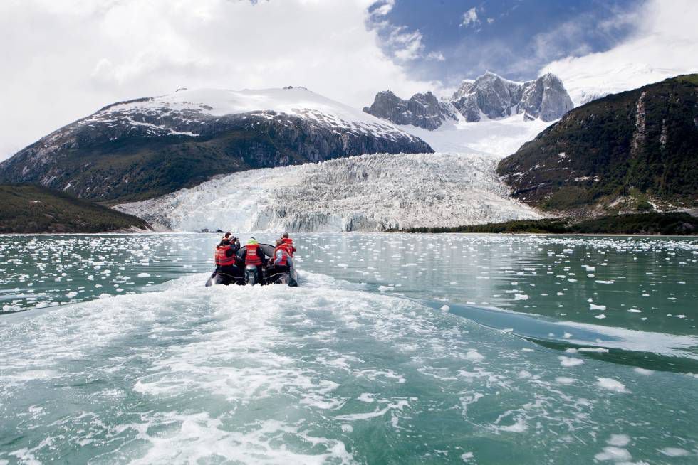 Glaciar Pía, no canal Beagle, Tierra del Fuego.