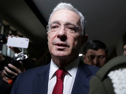 O ex-presidente colombiano Álvaro Uribe na Corte Suprema, numa imagem de outubro de 2019.