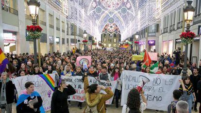 Protesto em Málaga contra a ascensão do partido de extrema-direita Vox   