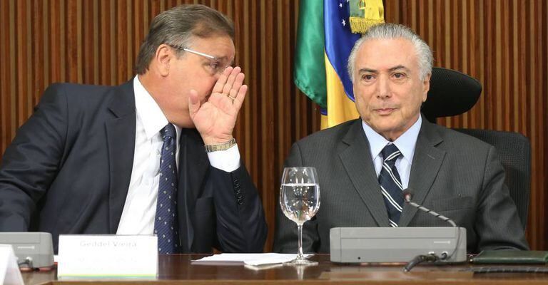 O ministro Geddel e Temer, em Brasília.
