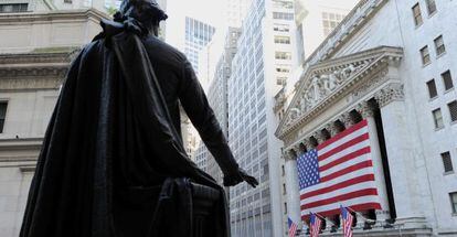 A entrada da Bolsa de Nova York.
