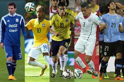 Messi, Neymar, James, Alexis e Cavani, estrelas da Copa América.