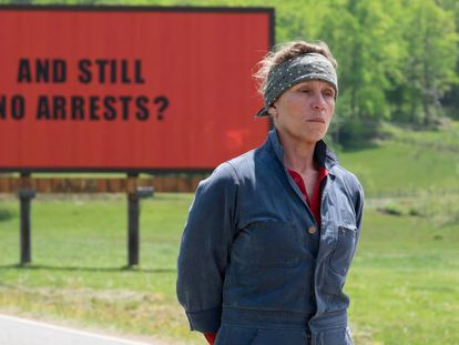 Frances McDormand, em 'Três anúncios para um crime'.