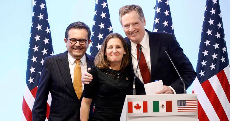 Os negociadores-chefes dos três países, Chrystia Freeland (Canadá), Robert Lighthizer (EUA) e Ildefonso Guajardo (México), em março passado.