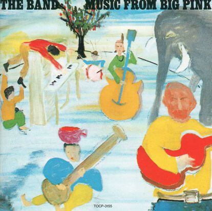 Não é de se estranhar que entre as habilidades artísticas de Bob Dylan estivesse a pintura. Este quadro de inspiração expressionista, e um tanto naïf, serviu como capa para ‘Music from big pink’ (1968). A relação de Dylan com The Band se estreitou, especialmente durante a época na qual o músico decidiu abandonar o folk para se converter ao rock. Um período em que recebeu o apoio incondicional da banda de Toronto.