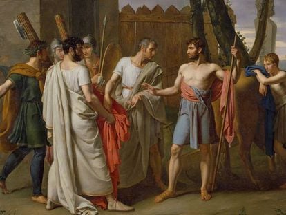 Cincinato abandona o arado para ditar leis a Roma, de Juan Antonio Ribera (1806)