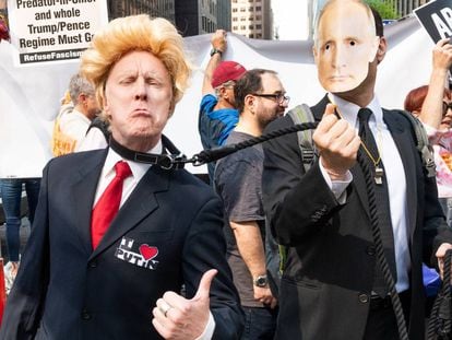 Protesto contra Donald Trump em Nova York, em maio de 2018.