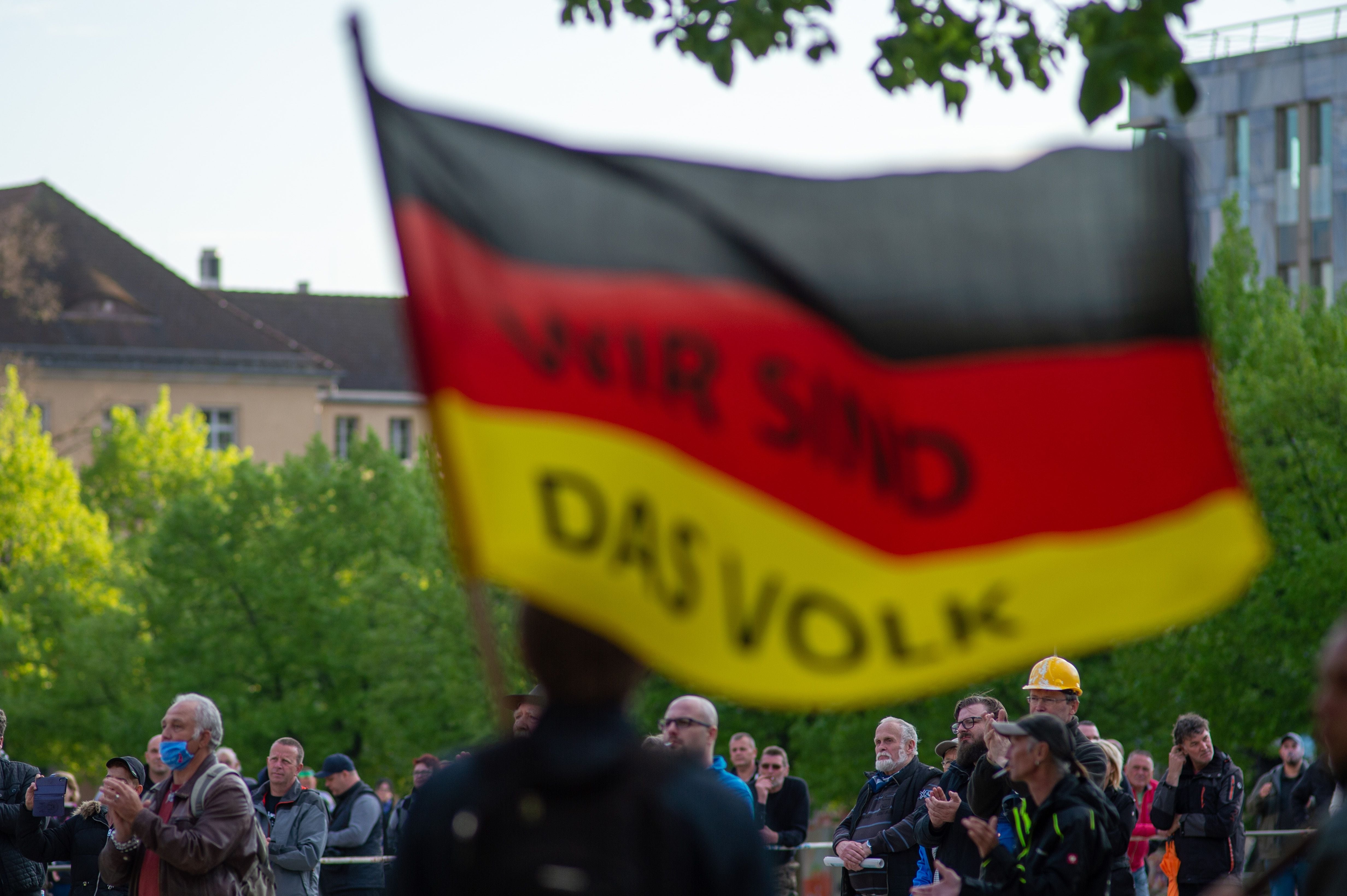 Simpatizantes do AfD, em 29 de abril na Saxônia. 