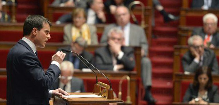 Manuel Valls durante seu discurso na Assembleia Nacional em Paris.