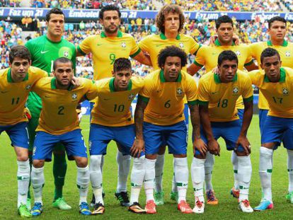 A sele&ccedil;&atilde;o brasileira na final da Copa das Confedera&ccedil;&otilde;es.