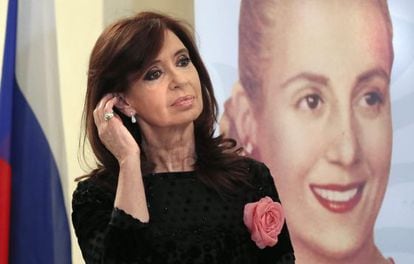 Cristina Kirchner, na exposição “Eva Perón”.