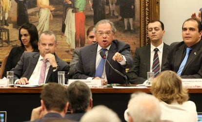O ministro Paulo Guedes durante debate da reforma da Previdência na Câmara na quarta-feira.
