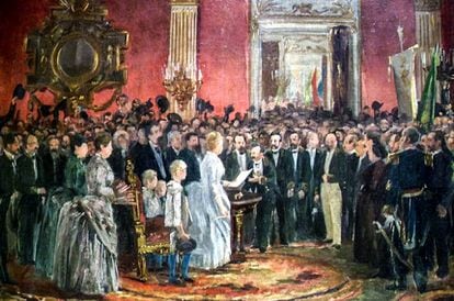 Juramento da Princesa Isabel, no interior do Palácio do Conde dos Arcos (Pintura: Victor Meirelles) 