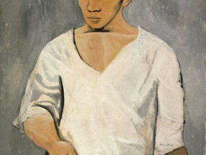1. Pablo Picasso. 'Autorretrato com paleta', 1906. Óleo sobre tela, 91.9 x 73.3 cm. A. E. Gallatin Collection, 1950. Philadelphia Museum of Art.