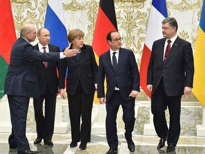 Os líderes que participaram de cúpula do Minsk.