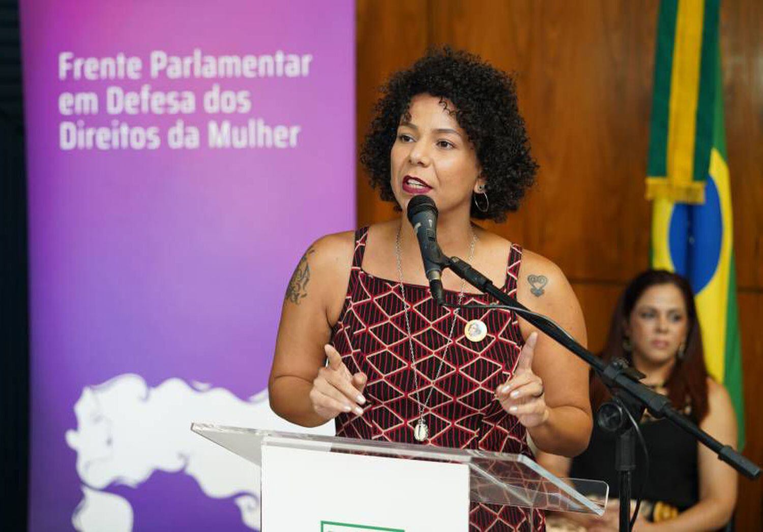 A deputada Áurea Carolina em um ato parlamentar no ano passado. (Pablo Valadares / Câmara dos Deputados)