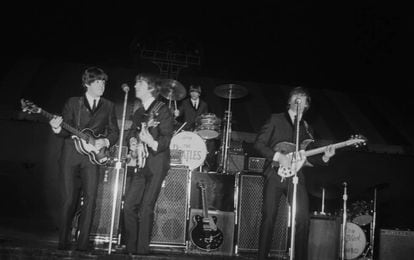 Os Beatles durante uma apresentação em Nova York em 1970