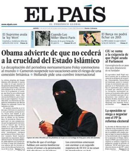 Capa do EL PAÍS em 21 de agosto de 2014.
