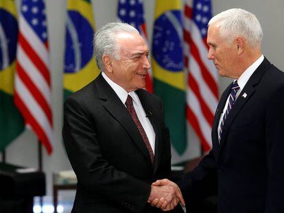 Temer e Mike Pence em Brasília. 