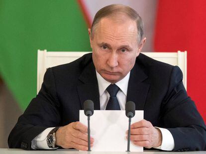 O presidente Putin nesta quarta-feira em Moscou.