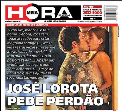 Capa do jornal popular 'Meia Hora' sobre o caso de José Loreto.