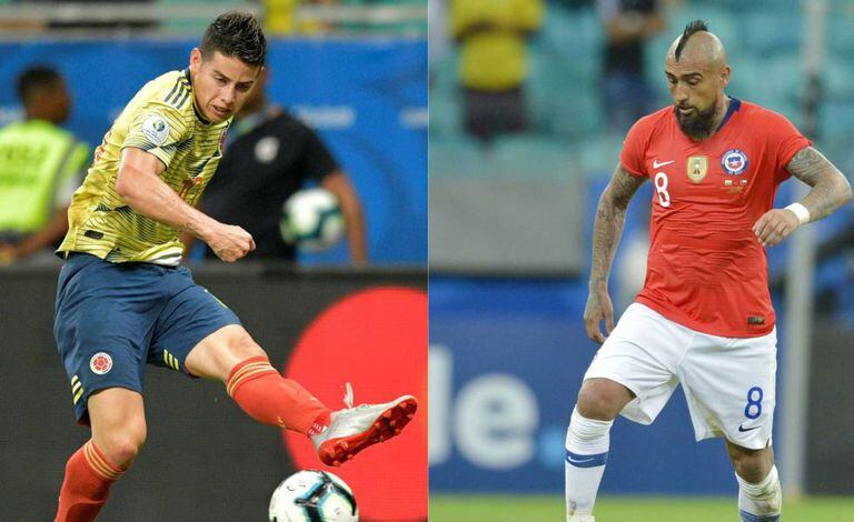 James e Vidal, esperanças colombiana e chilena na Copa América.