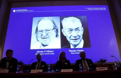 James P. Allison e Tasuku Honjo foram galardoados hoje com o Nobel de Medicina.