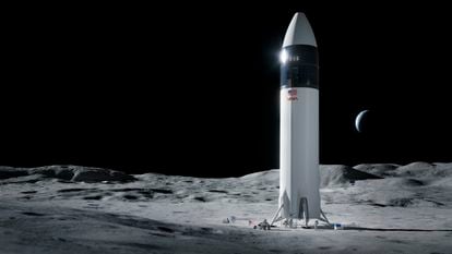 Recriação da nave SpaceX Starship para levar astronautas da NASA à Lua.