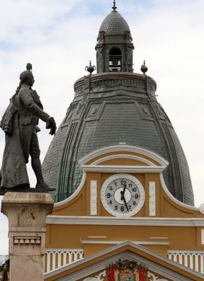 Relógio do Congresso, na praça Murillo em La Paz.